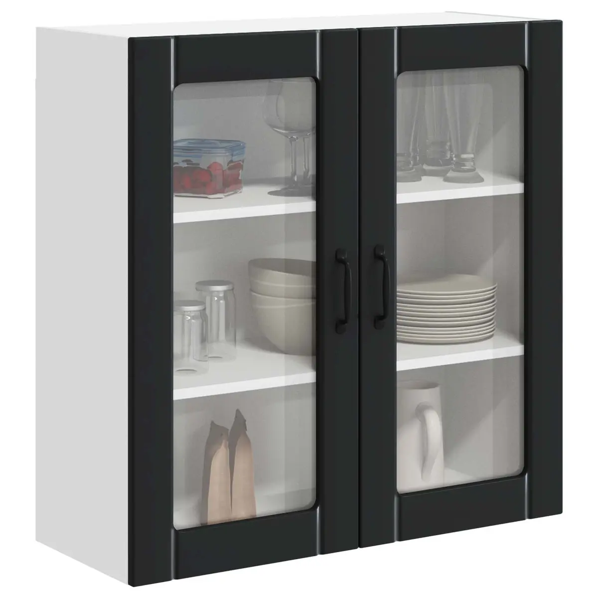 Wall Glass Cabinet Black 80x31x80cm Engineered Wood Modern