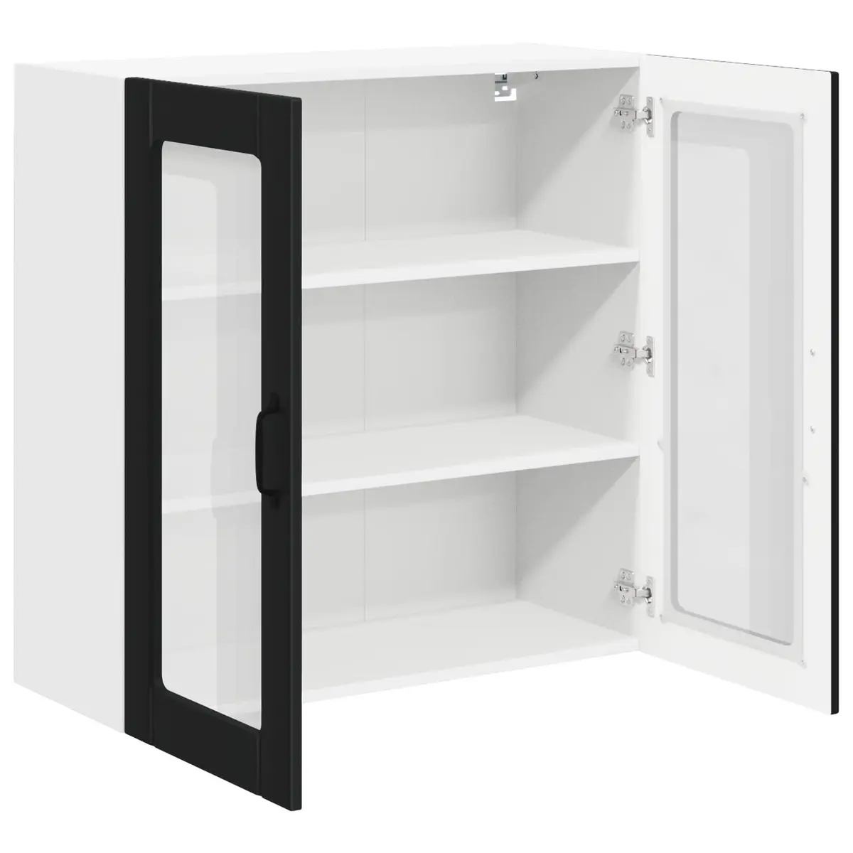 Wall Glass Cabinet Black 80x31x80cm Engineered Wood Modern
