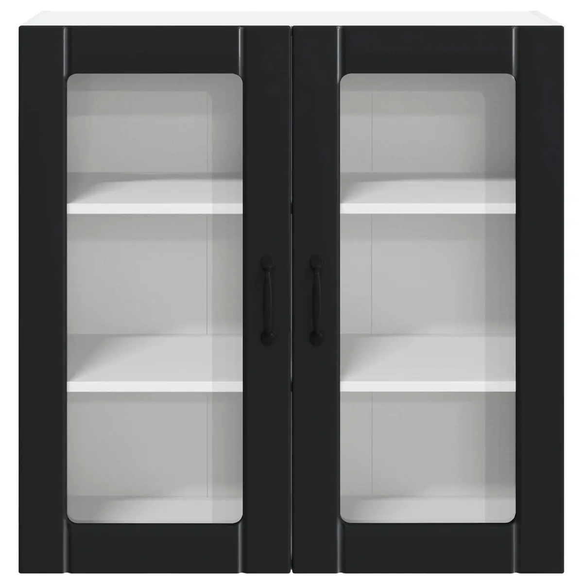 Wall Glass Cabinet Black 80x31x80cm Engineered Wood Modern
