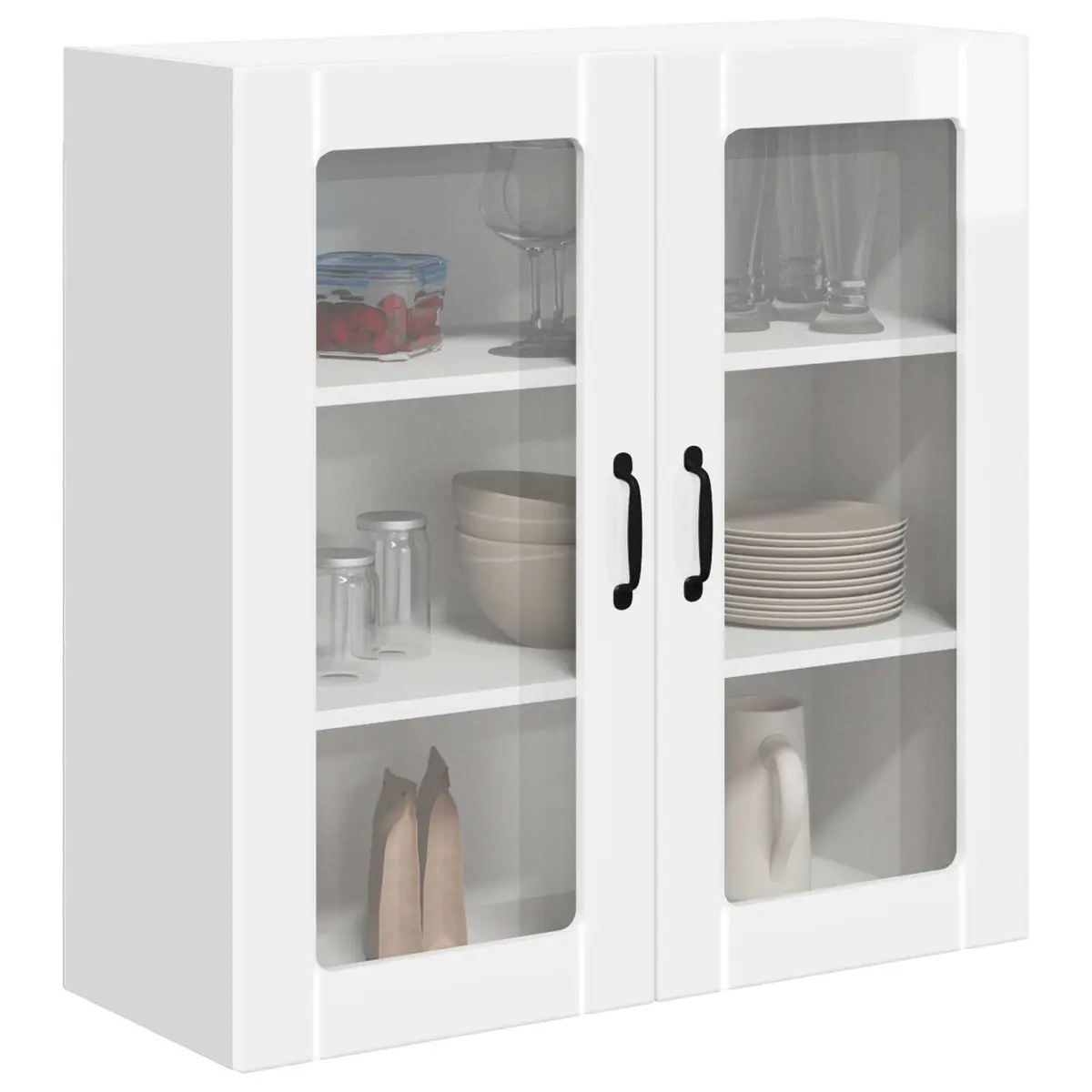 Wall Glass Cabinet High Gloss White 80x31x80cm Engineered Wood