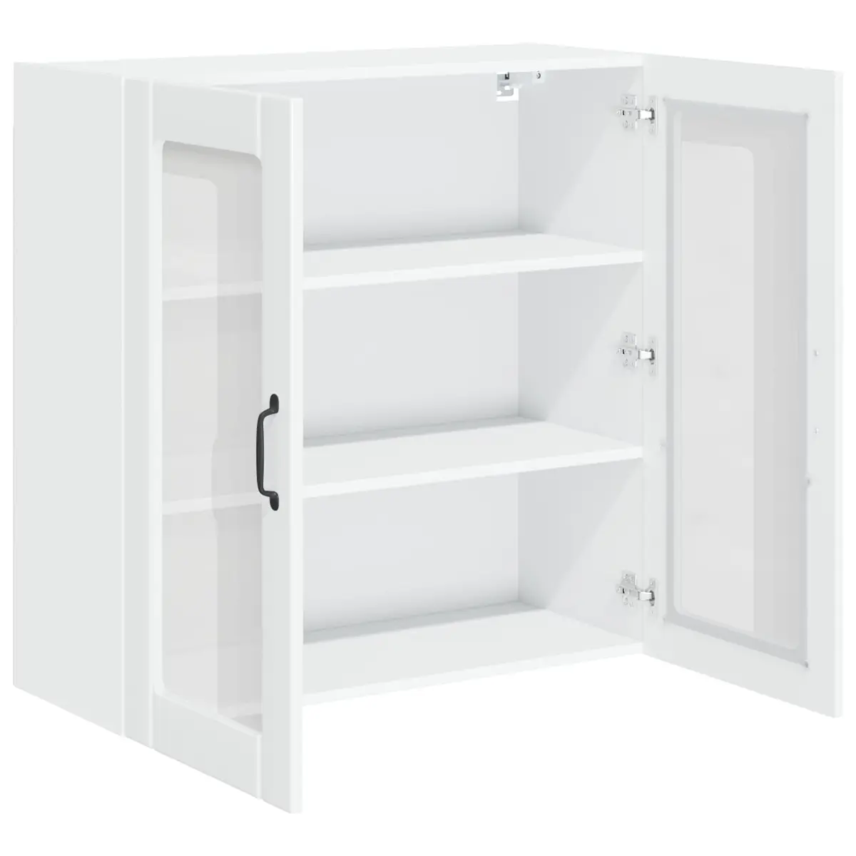 Wall Glass Cabinet High Gloss White 80x31x80cm Engineered Wood