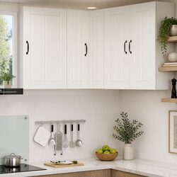 White Engineered Wood Corner Cabinet for Kitchen Storage