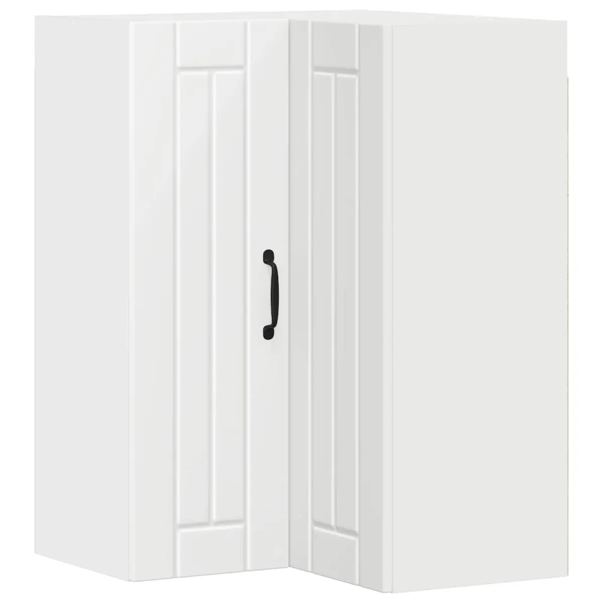 White Engineered Wood Corner Cabinet for Kitchen Storage
