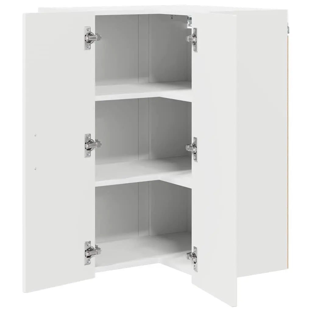 White Engineered Wood Corner Cabinet for Kitchen Storage