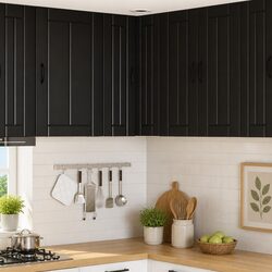 Corner Cabinet for Kitchen Storage in Black 57x57x80cm
