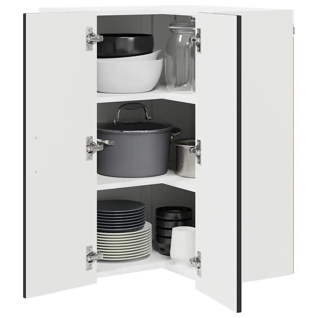 Wall Corner Cabinet Black 57x57x80cm Engineered Wood