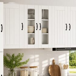 White Wall Glass Cabinet for Kitchen Storage