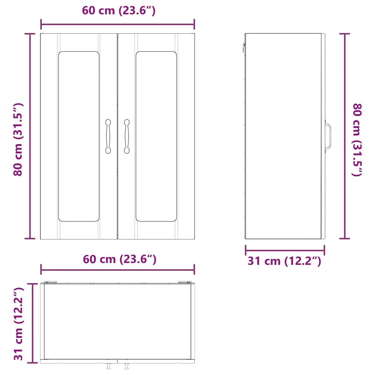 White Wall Glass Cabinet for Kitchen Storage