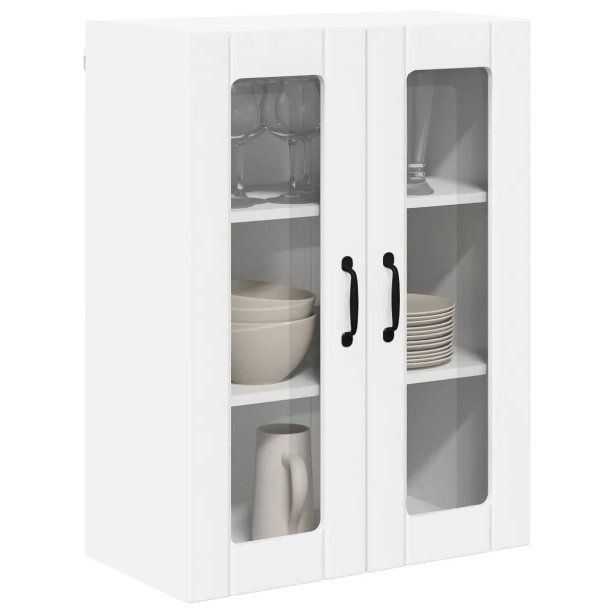 White Wall Glass Cabinet for Kitchen Storage