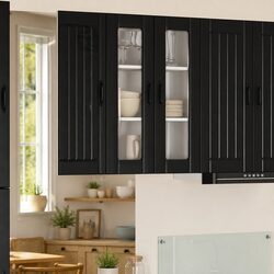 Modern Black Wall Glass Cabinet for Kitchen Storage