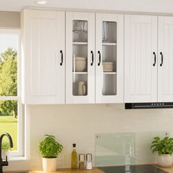 High Gloss White Wall-Mounted Kitchen Storage Unit