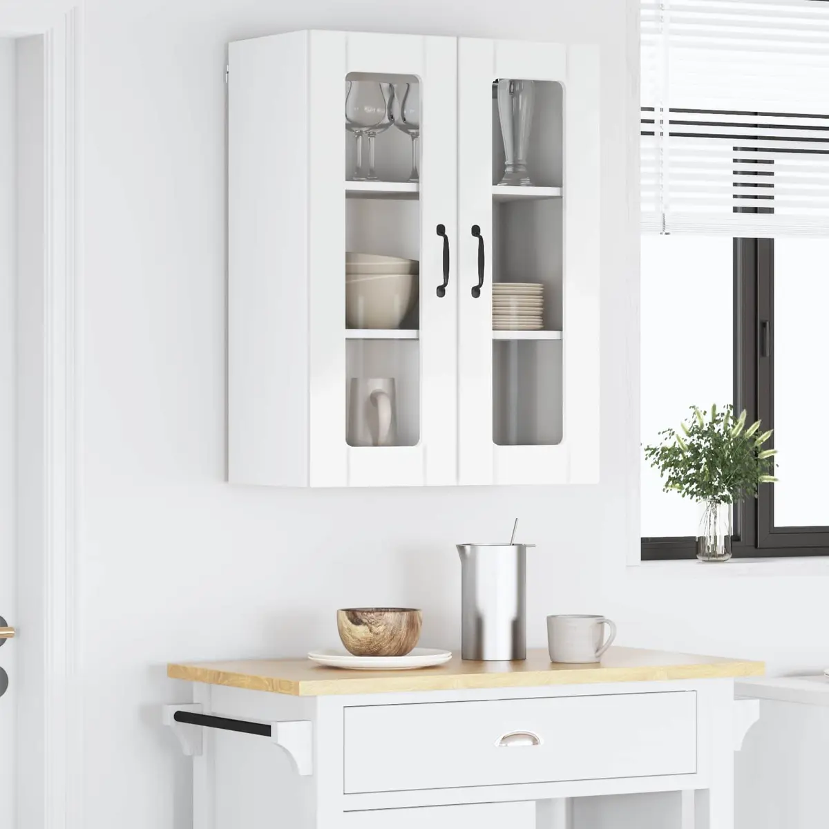 Wall Cabinet High Gloss White Rectangular 60x31x80cm Engineered Wood