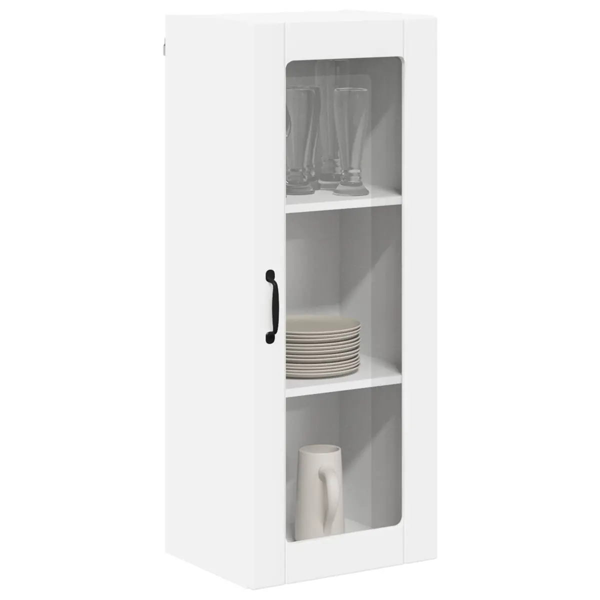 White Wall Glass Cabinet for Kitchen and Living Spaces