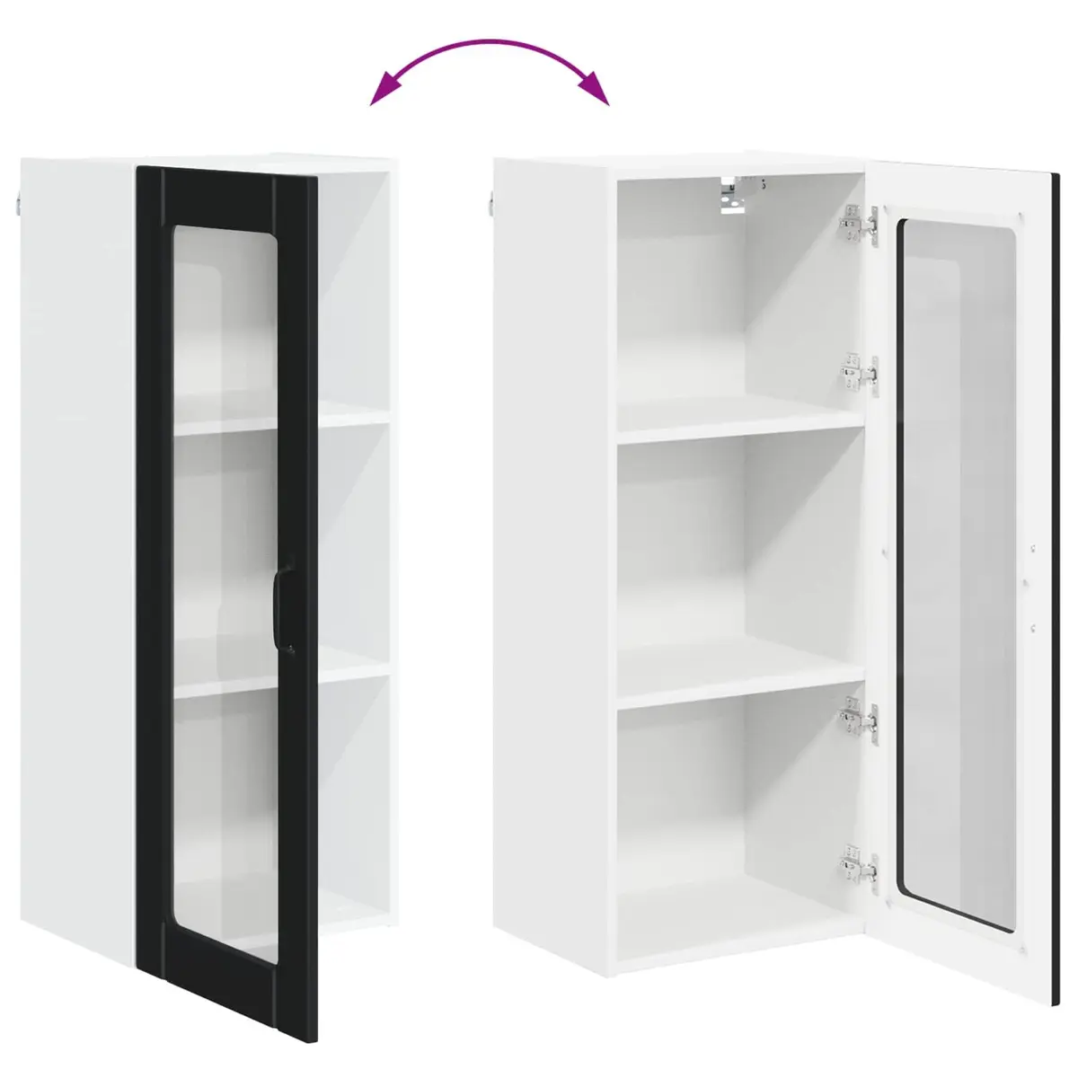 Black Wall Glass Cabinet for Kitchen Storage