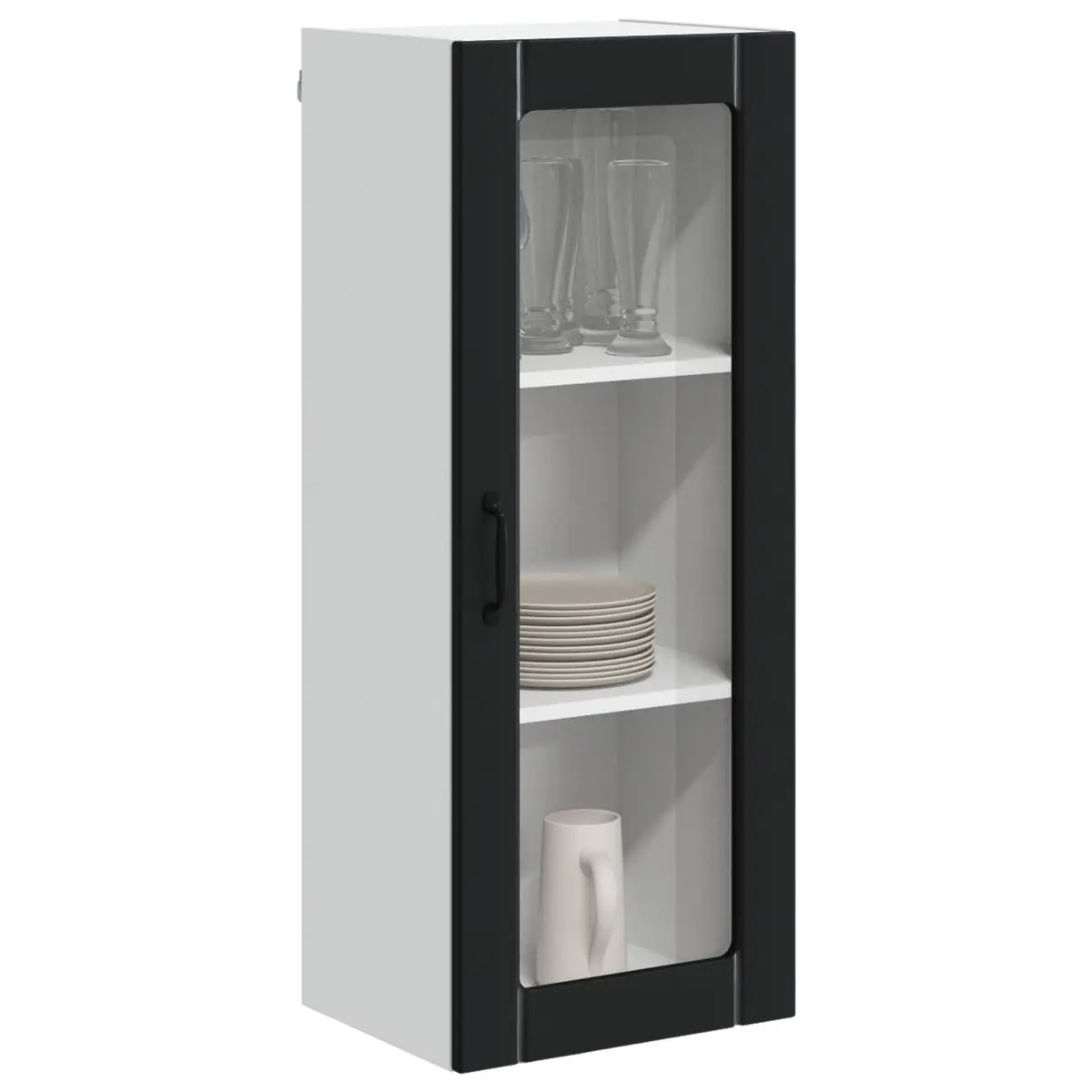 Black Wall Glass Cabinet for Kitchen Storage