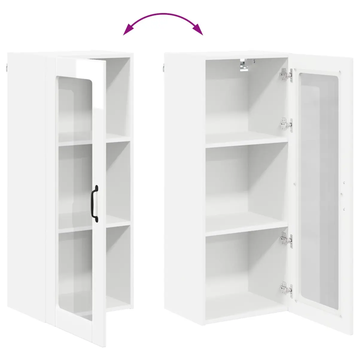 High Gloss White Wall Glass Cabinet for Kitchen Storage