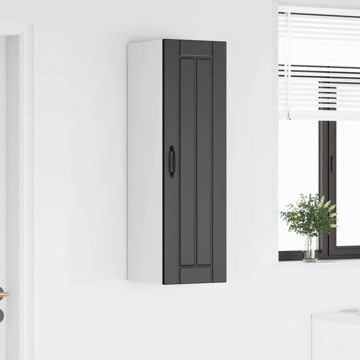 Black Wall Cabinet for Kitchen Storage