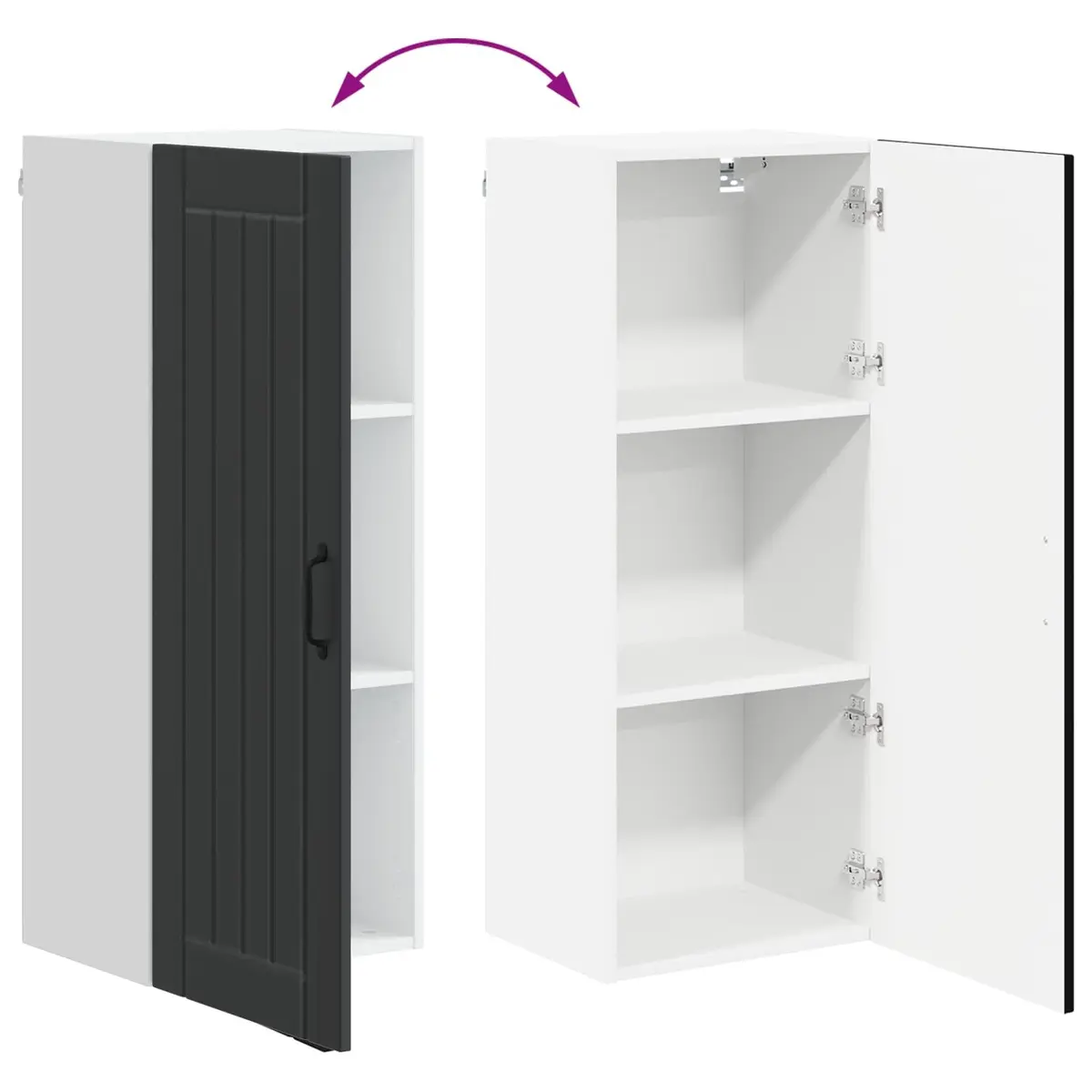 Black Wall Cabinet for Kitchen Storage and Dishwasher Panel