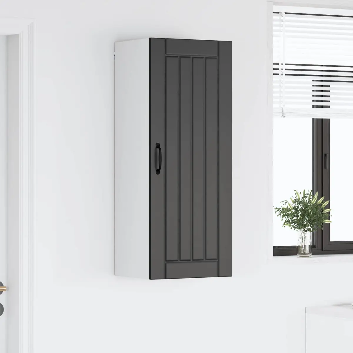 Black Wall Cabinet for Kitchen Storage and Dishwasher Panel