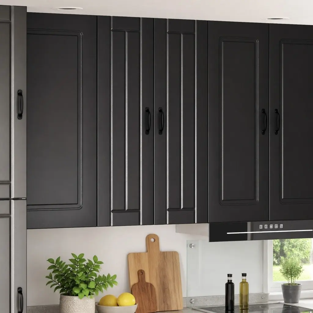 Black Engineered Wood Wall Cabinet for Kitchens