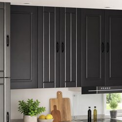 Modern Black Engineered Wood Wall Cabinet for Kitchens