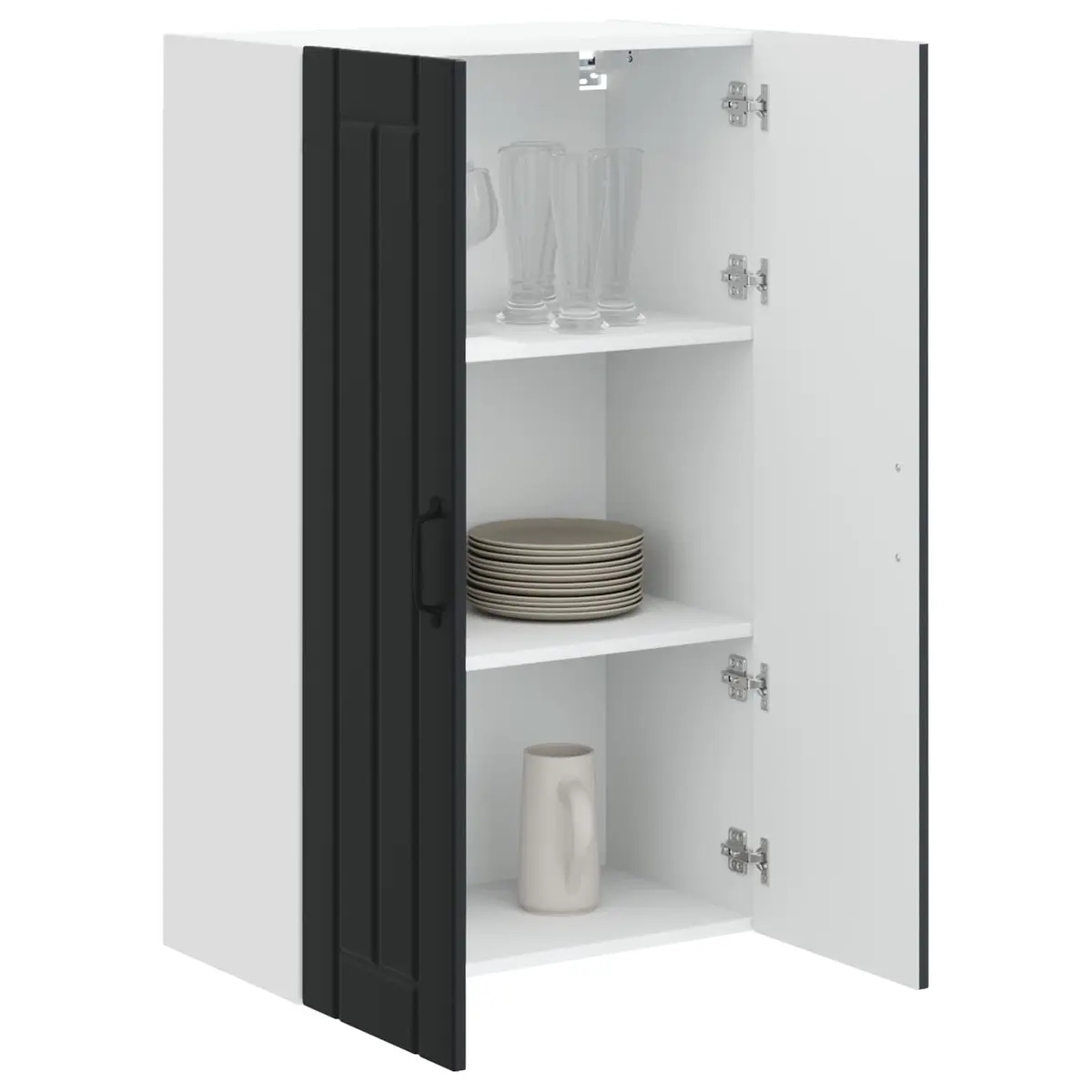 Black Engineered Wood Wall Cabinet for Kitchens