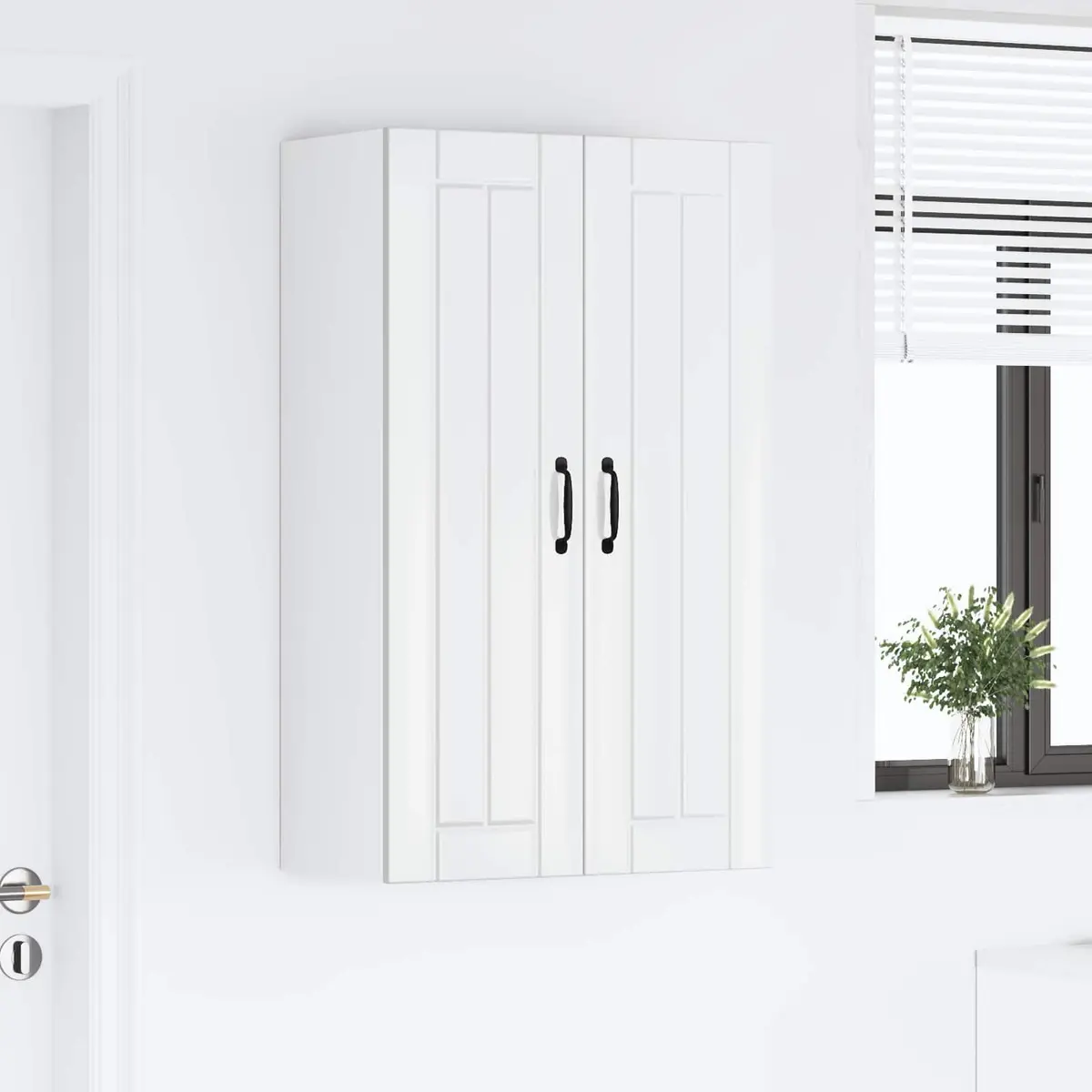 High Gloss White Wall Cabinet with Dishwasher Panel