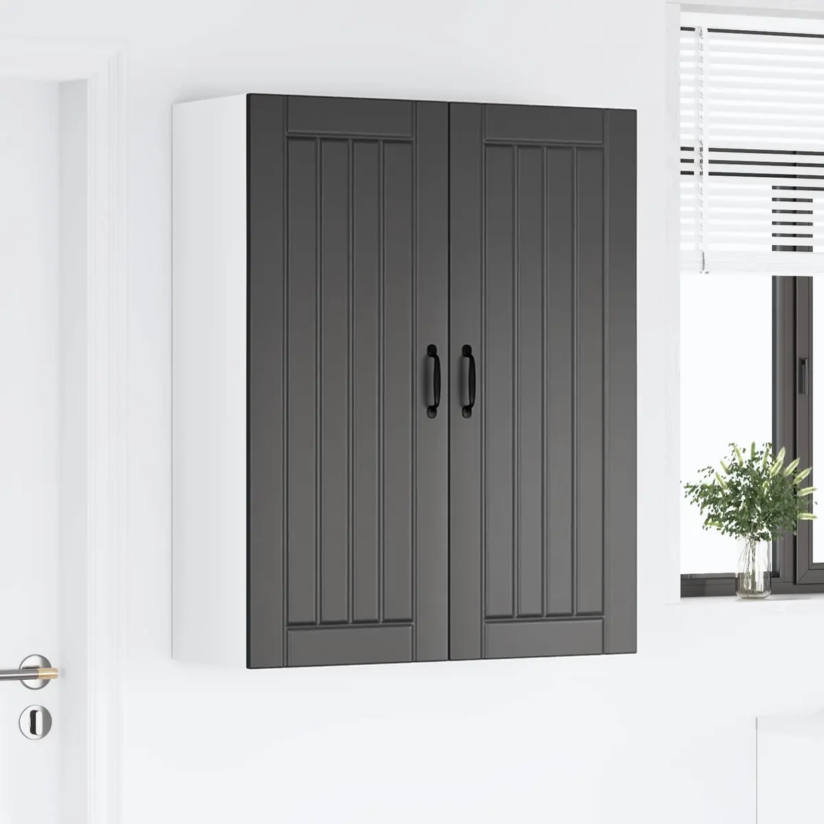 Black Wall Cabinet for Kitchen Storage