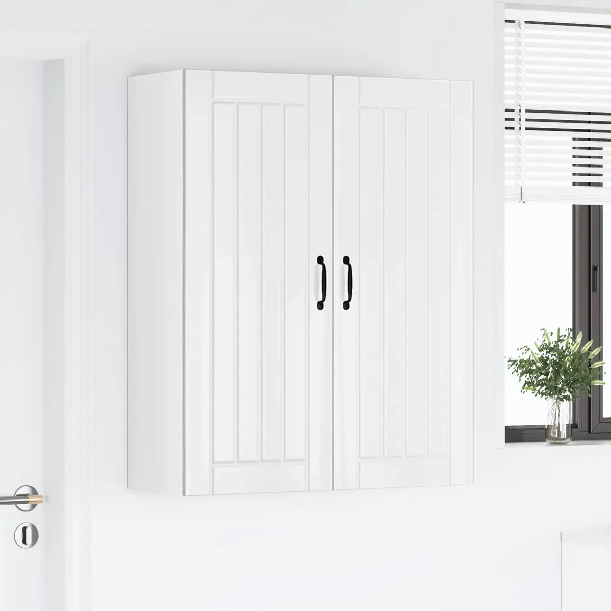 Wall Cabinet High Gloss White 80 x 31 x 100 cm Engineered Wood