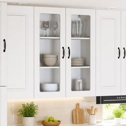 White Wall Glass Cabinet for Modern Kitchens