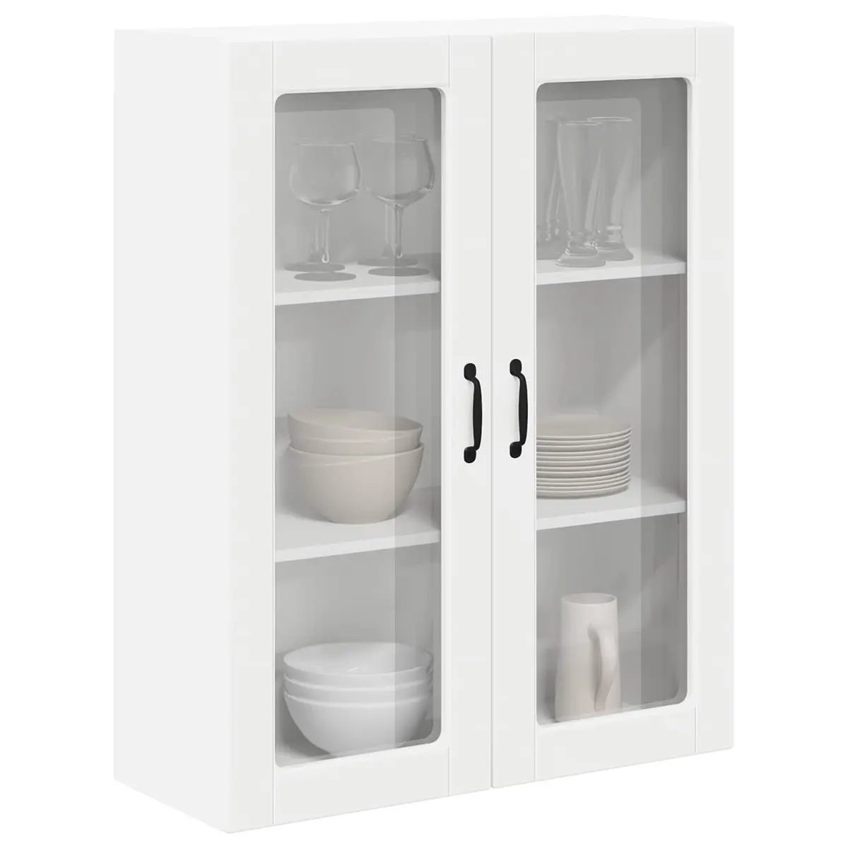 Wall Glass Cabinet White 80 x 31 x 100 cm Engineered Wood Modern Kitchen Storage Unit