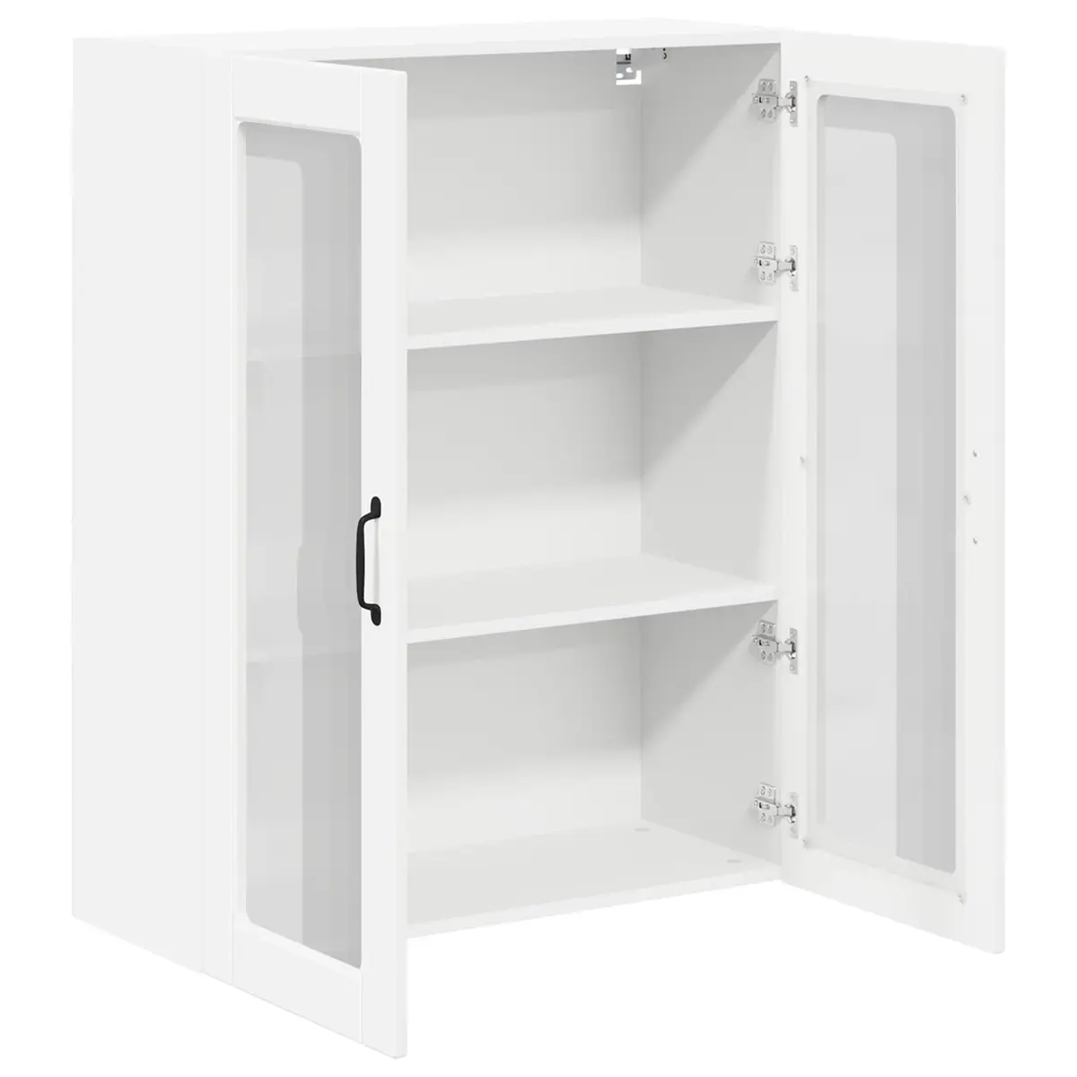 Wall Glass Cabinet White 80 x 31 x 100 cm Engineered Wood Modern Kitchen Storage Unit