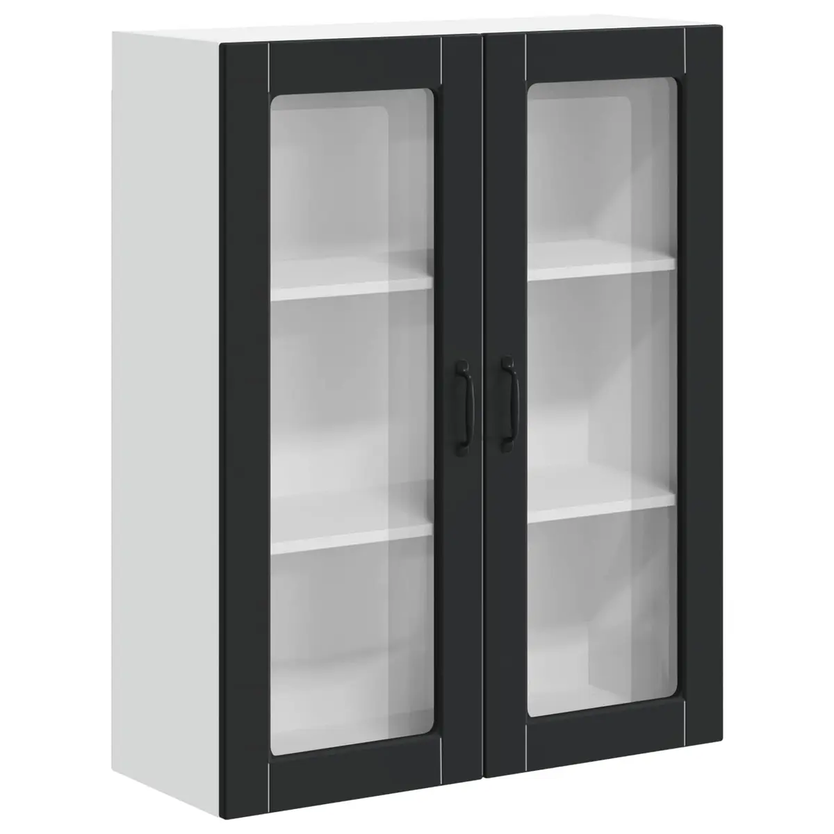 LUCCA Black Wall Glass Cabinet for Kitchen Storage