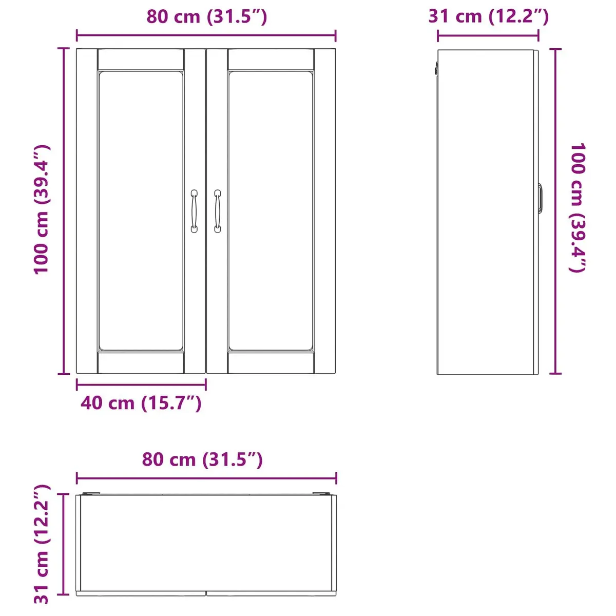 High Gloss White Wall Glass Cabinet for Kitchen Storage