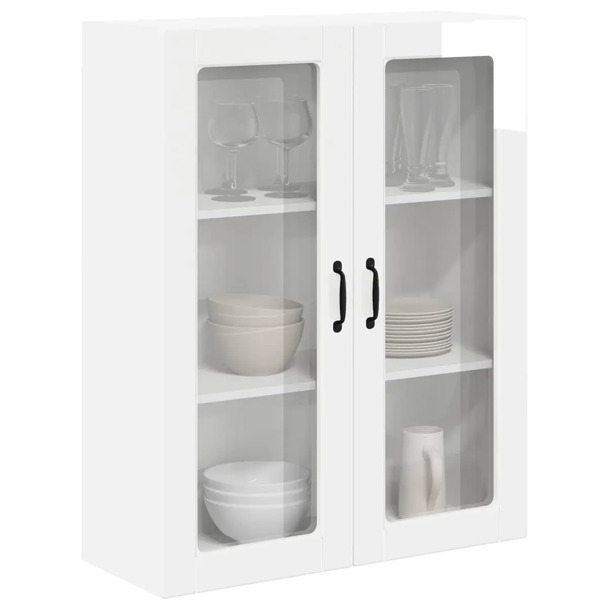 High Gloss White Wall Glass Cabinet for Kitchen Storage