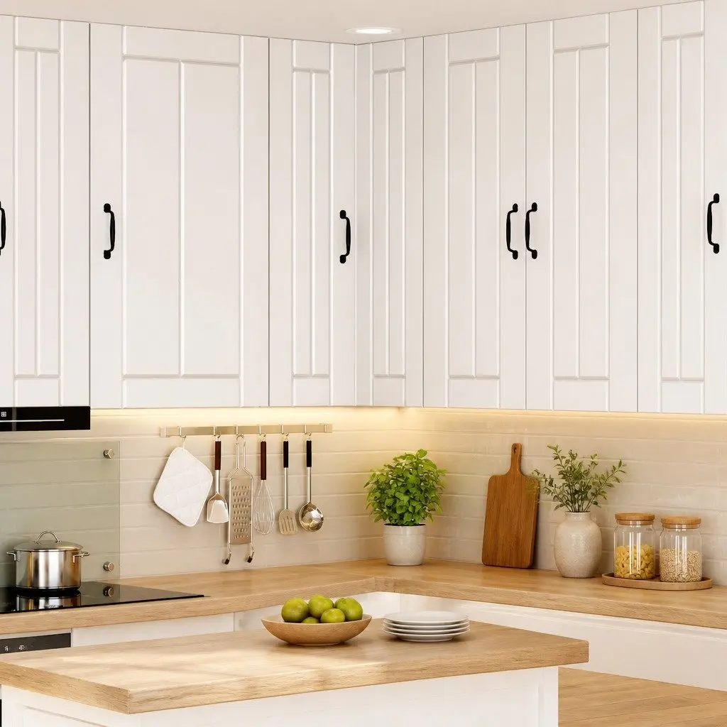 White Wooden Corner Cabinet for Kitchen Storage
