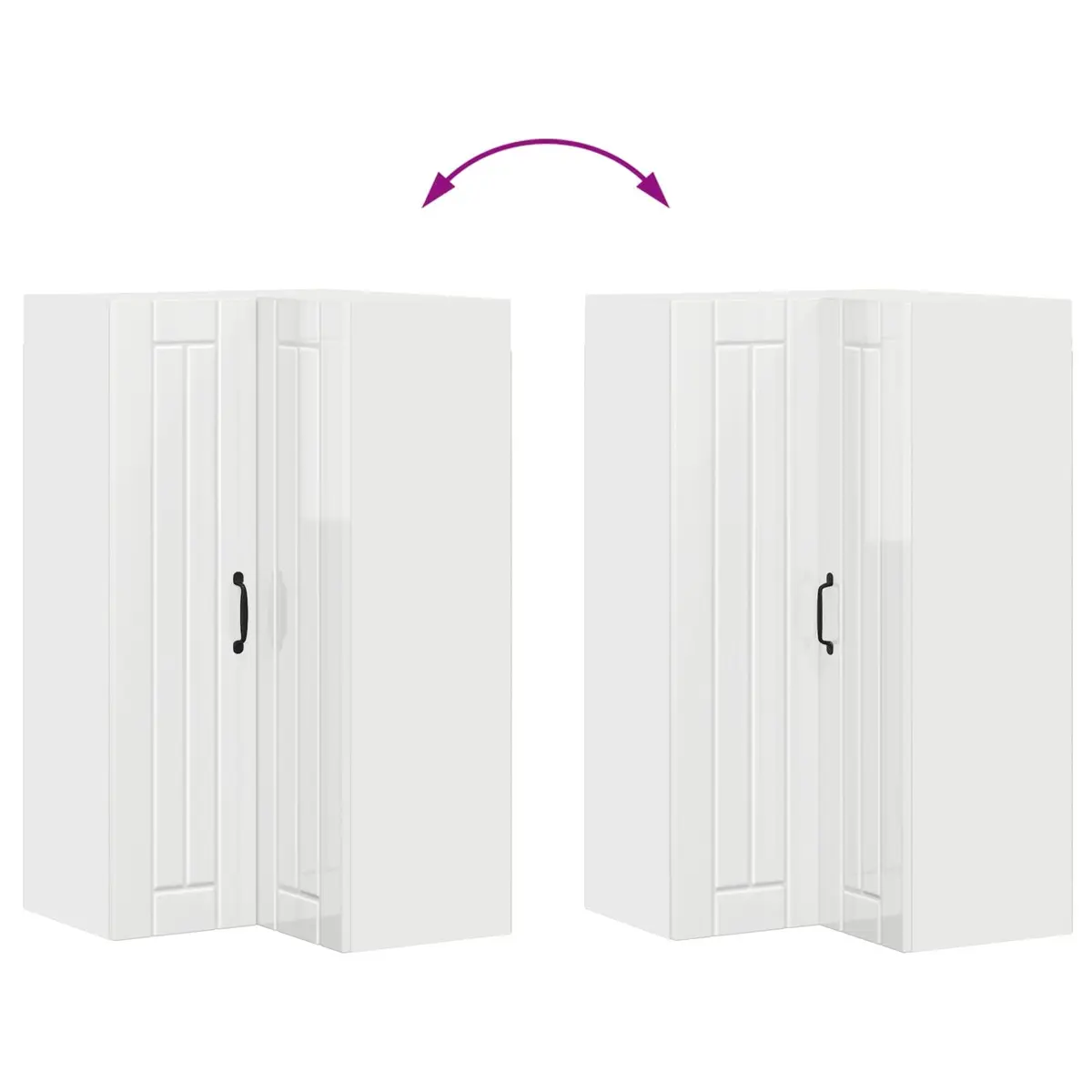 High Gloss White Corner Wall Cabinet for Kitchen