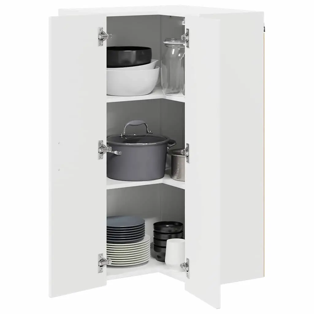 High Gloss White Corner Wall Cabinet for Kitchen