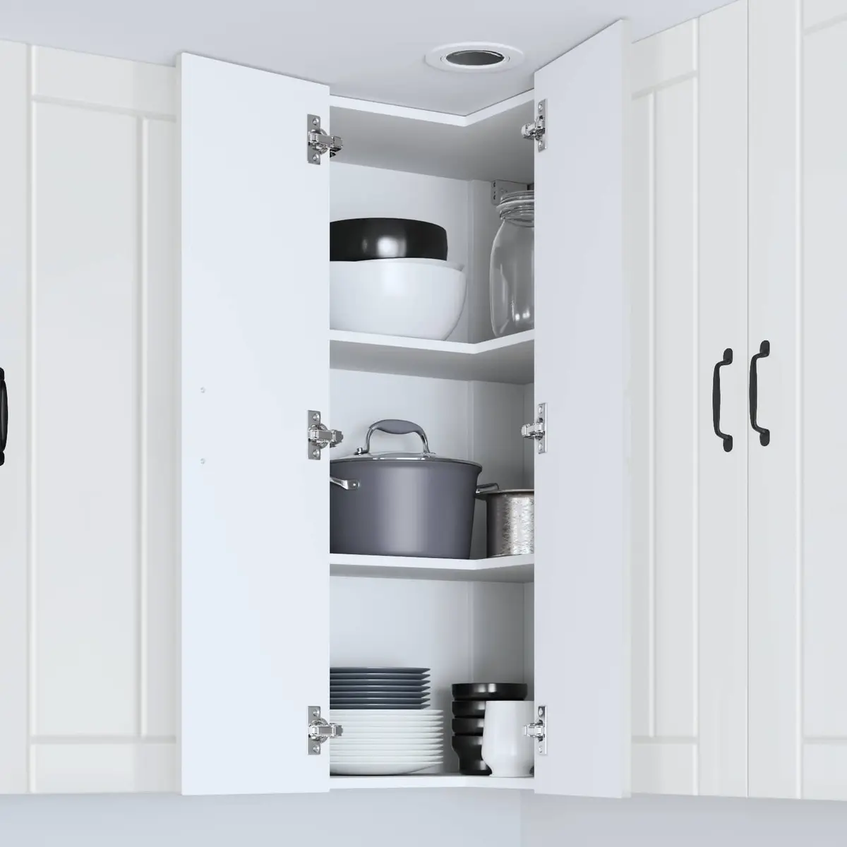 High Gloss White Corner Wall Cabinet for Kitchen
