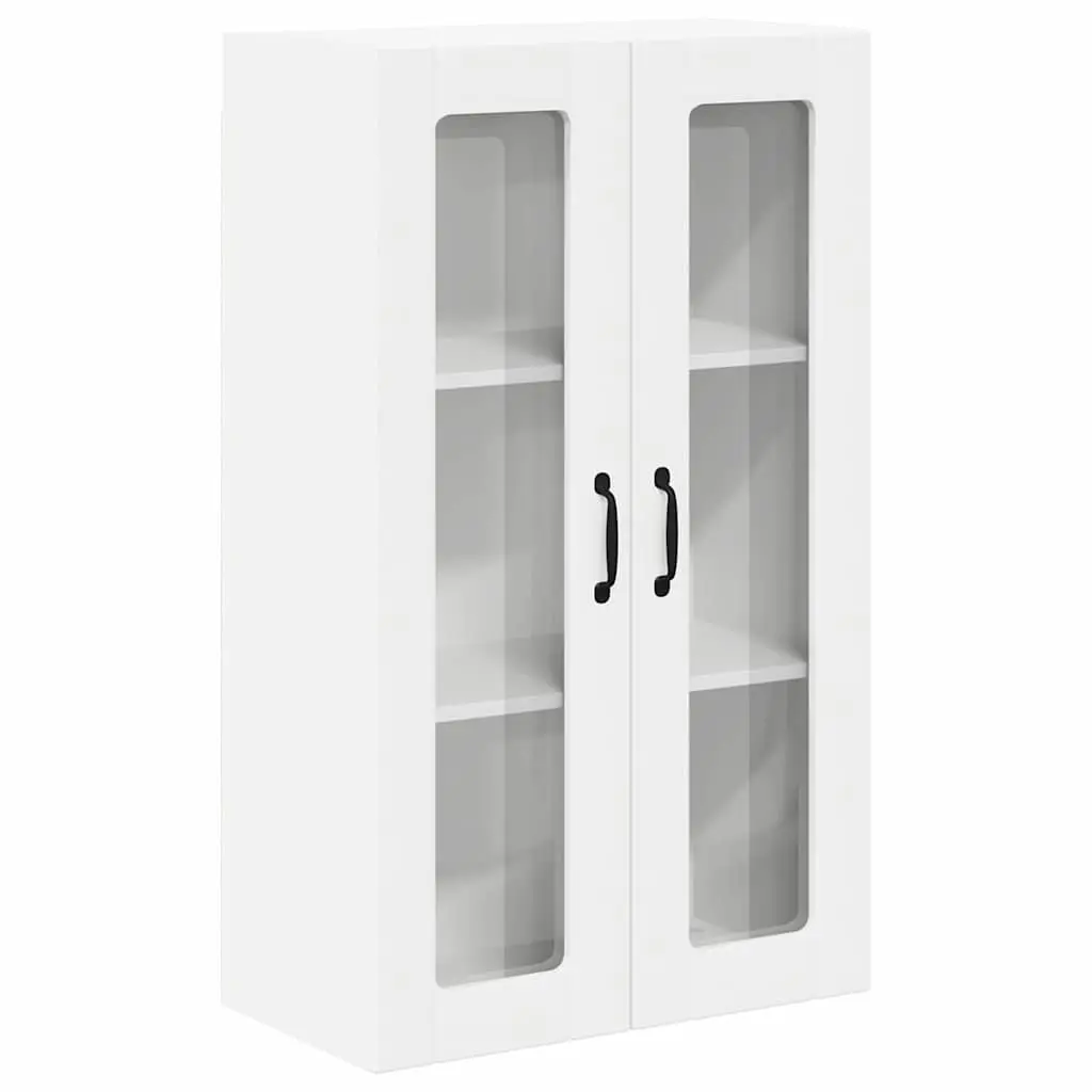 Wall Cabinet White 60x31x100cm Engineered Wood Glass Front Display