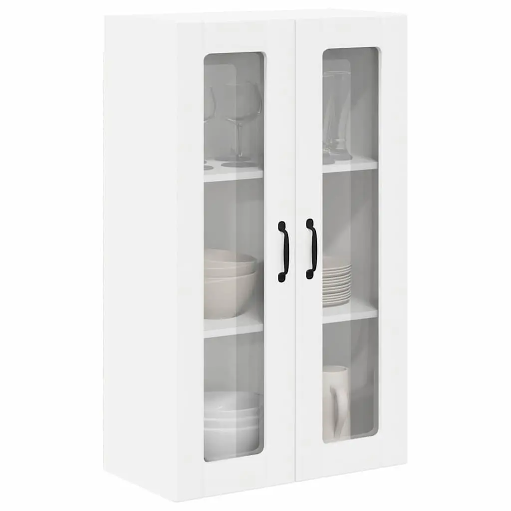 Wall Cabinet White 60x31x100cm Engineered Wood Glass Front Display