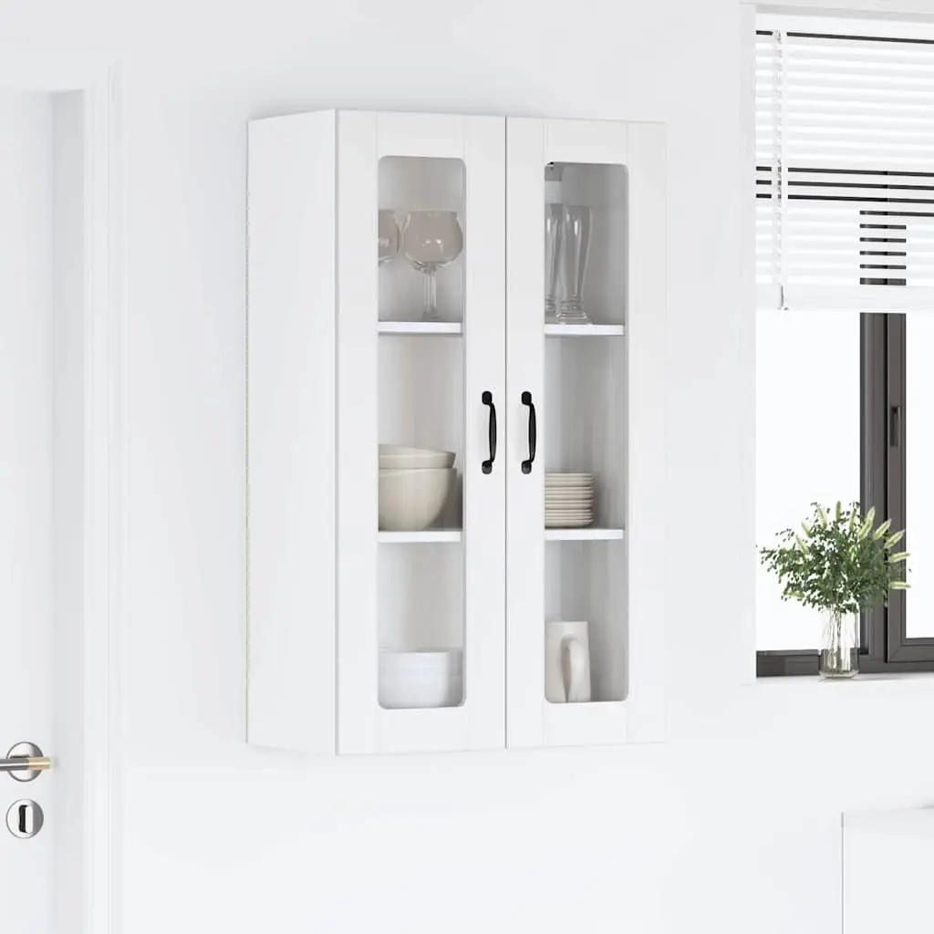 Wall Cabinet White 60x31x100cm Engineered Wood Glass Front Display