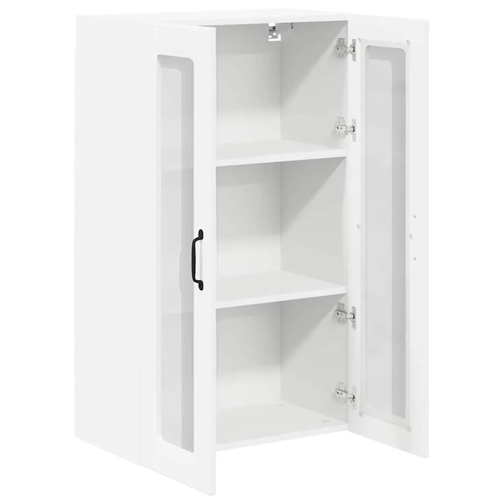 Wall Cabinet White 60x31x100cm Engineered Wood Glass Front Display
