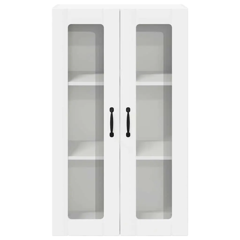 Wall Cabinet White 60x31x100cm Engineered Wood Glass Front Display