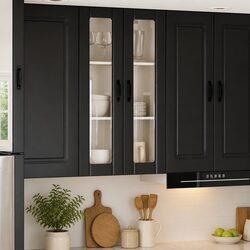 Modern Black Wall Glass Cabinet for Kitchen Storage