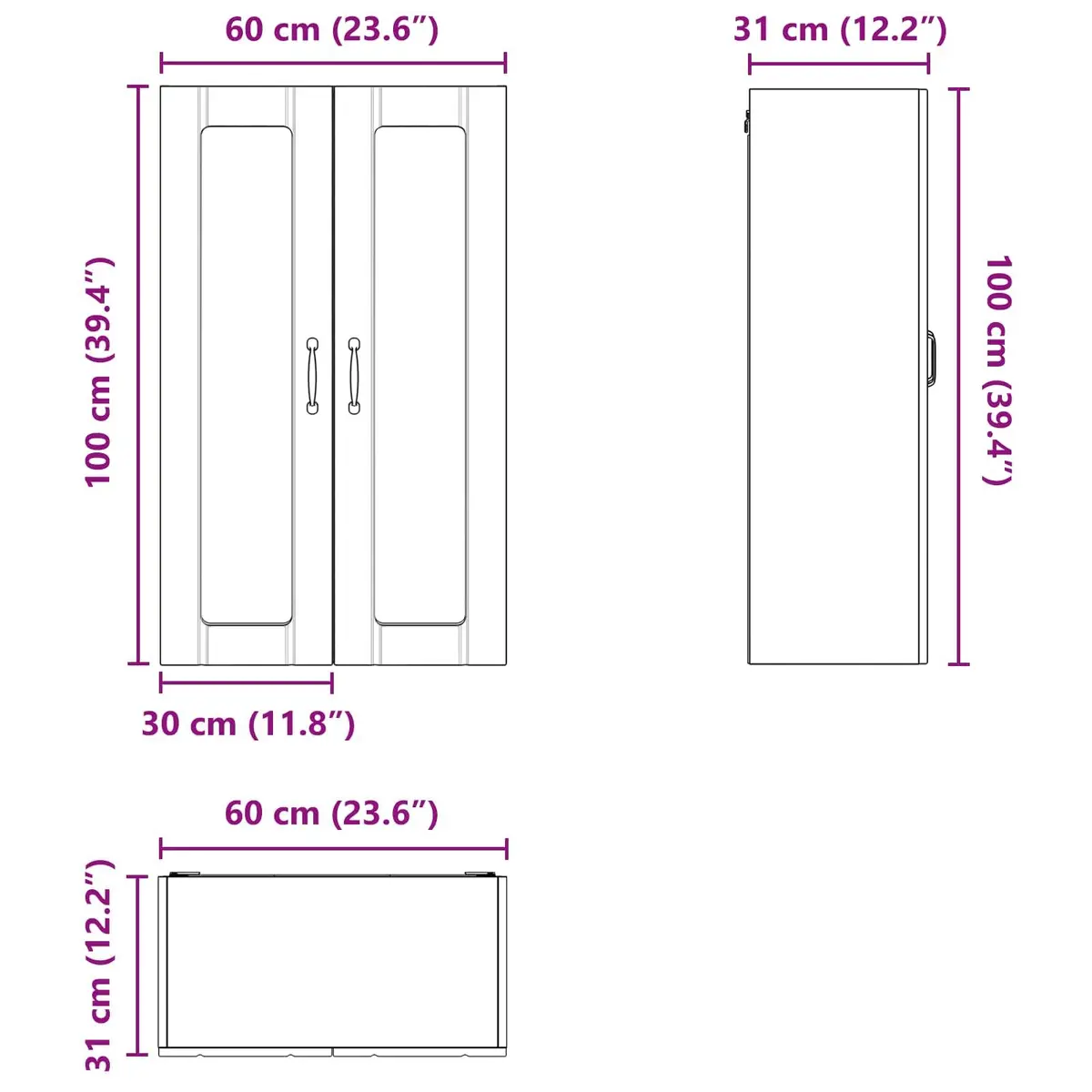 Black Wall Glass Cabinet for Kitchen Storage