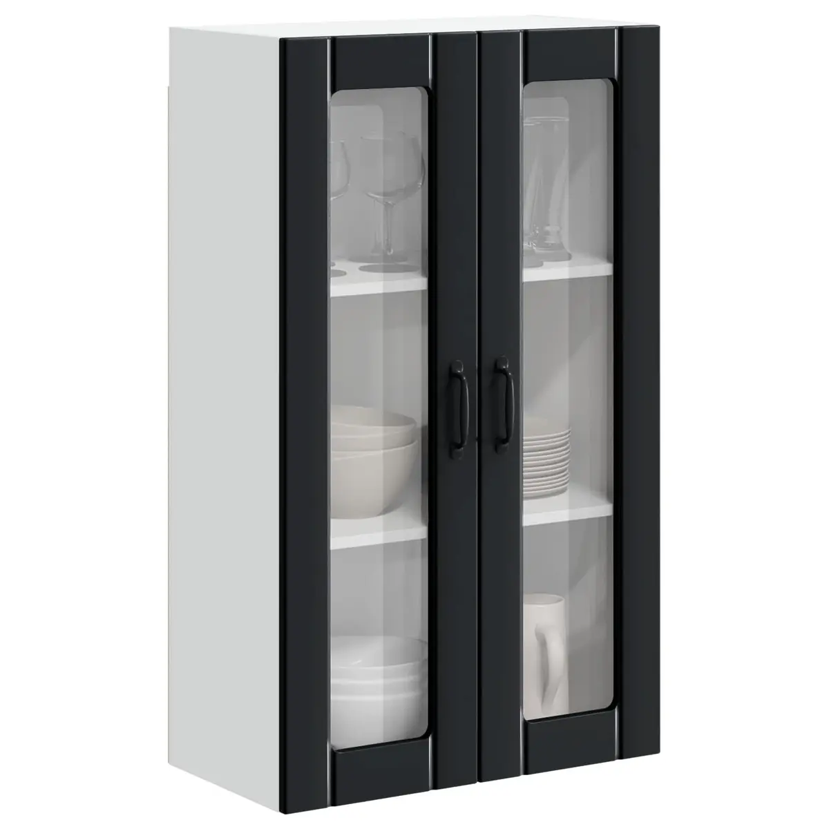 Black Wall Glass Cabinet for Kitchen Storage