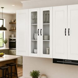 High Gloss White Wall Glass Cabinet for Kitchen