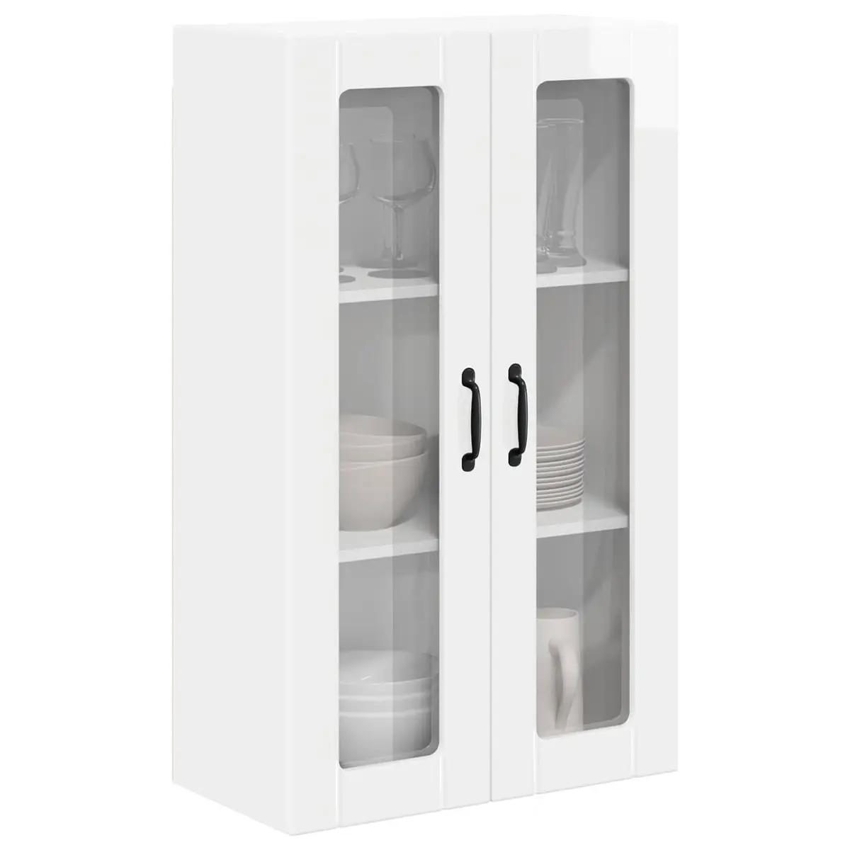 High Gloss White Wall Glass Cabinet for Kitchen