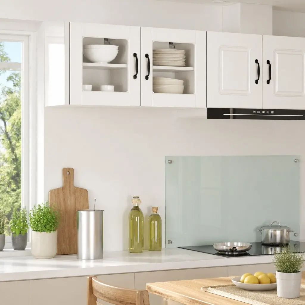 Wall Glass Cabinet White Engineered Wood 40x31x40cm